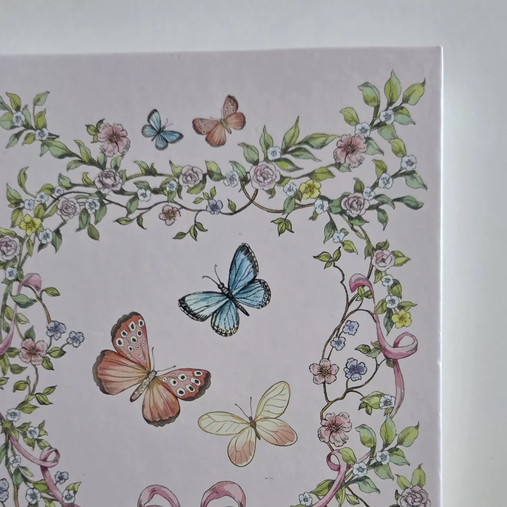 OCS Design Vintage Inspo Floral Butterfly Hardcover Medium Spiral Ruled Notebook